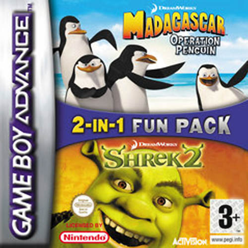 2 in 1 - Shrek 2 & Madagascar Operation Penguin (E)(Independent) Box Art