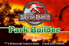 Jurassic Park III - Park Builder (U)(-Q) Title Screen