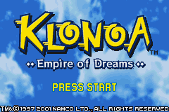 Klonoa - Empire of Dreams (E)(Rocket) Title Screen