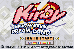 Kirby - Nightmare in Dreamland (E)(Surplus) Title Screen