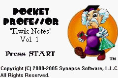 Pocket Professor - Kwik Notes Vol. 1 (U)(Independent) Title Screen