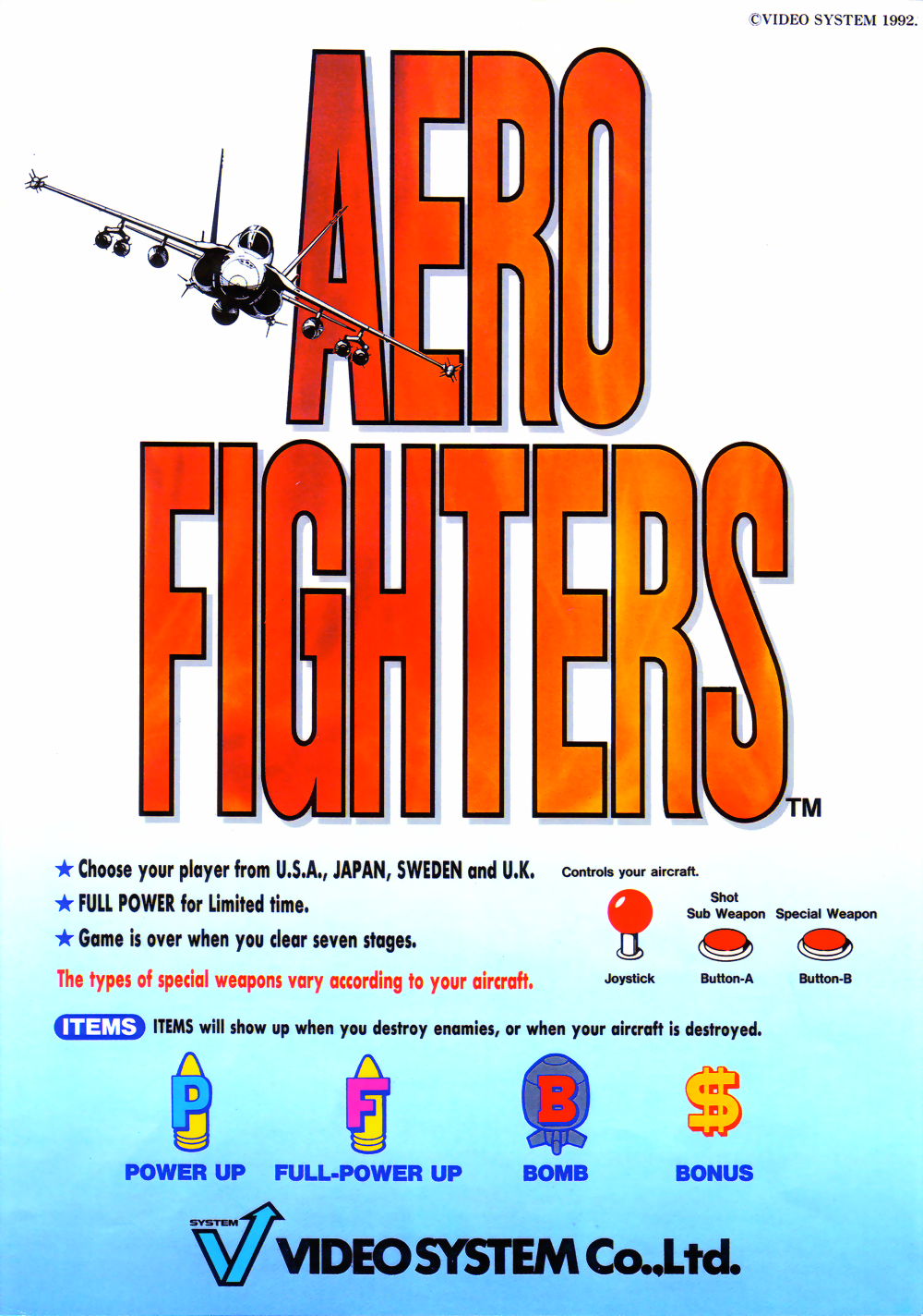 Aero Fighters (World / USA + Canada / Korea / Hong Kong / Taiwan) (newer hardware) flyer