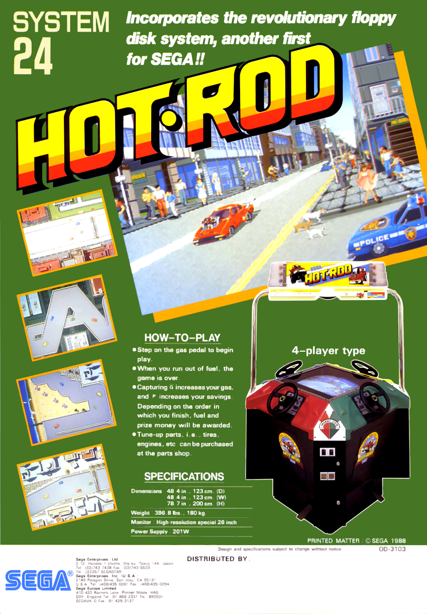 Hot Rod (World, 3 Players, Turbo set 1, Floppy Based) flyer