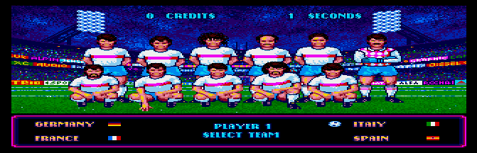 World Trophy Soccer (Arcadia, V 3.0) select screen