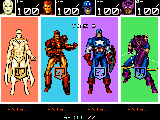 Captain America and The Avengers (Asia Rev 1.4) select screen