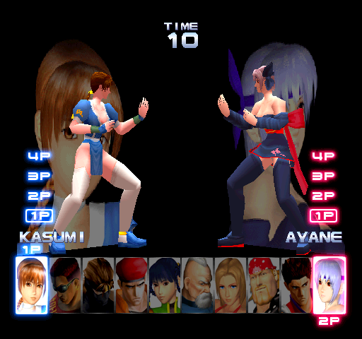 Dead Or Alive ++ (Japan) select screen