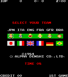 Exciting Soccer II select screen
