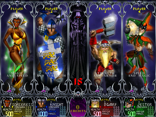 Gauntlet Dark Legacy (version DL 2.52) select screen