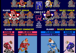 Hit the Ice (US) select screen