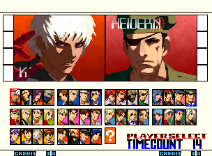 The King of Fighters 2001 (Set 1) select screen