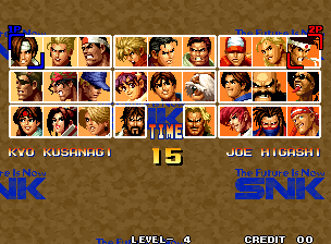 The King of Fighters '95 (Set 1) select screen