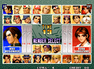 The King of Fighters '96 (Set 1) select screen