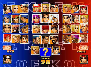 The King of Fighters '98: The Slugfest / King of Fighters '98: Dream Match Never Ends select screen