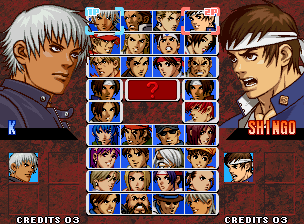 The King of Fighters '99: Millenium Battle (Set 1) select screen