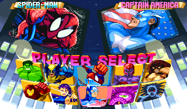Marvel Super Heroes (Euro 951024) select screen