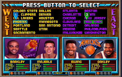 NBA Jam (rev 3.01 04/07/93) select screen