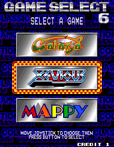 Namco Classic Collection Vol.1 select screen