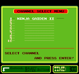 Ninja Gaiden Episode II: The Dark Sword of Chaos (PlayChoice-10) select screen