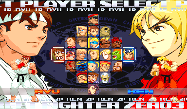 Street Fighter Alpha 3 (Euro 980904) select screen