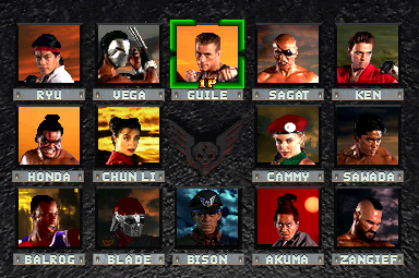 Street Fighter: The Movie (v1.12) select screen