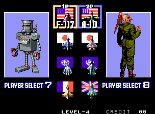 Aero Fighters 2 / Sonic Wings 2 select screen
