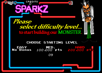 Sparkz (prototype) select screen