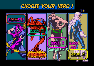 Spider-Man: The Videogame (World) select screen