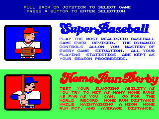 Strike Zone Baseball select screen