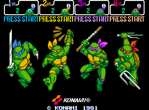 Teenage Mutant Ninja Turtles - Turtles in Time (4 Players ver UAA) select screen
