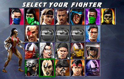 Ultimate Mortal Kombat 3 (rev 1.2) select screen