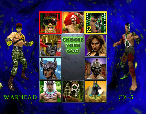 War Gods (HD 10/09/1996 - Dual Resolution) select screen
