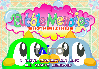 Bubble Memories: The Story Of Bubble Bobble III (Ver 2.3J 1996/02/07) Title Screen