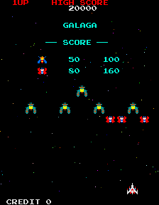 Galaga (Midway set 1 with fast shoot hack) Title Screen