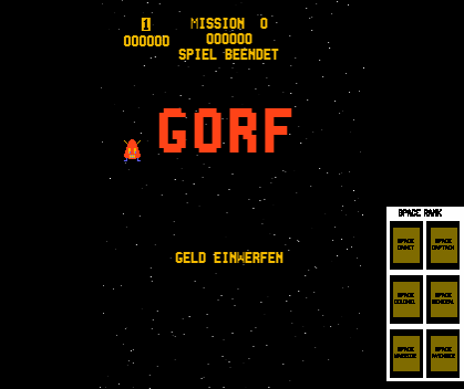 Gorf (program 1, with German Language ROM) Title Screen