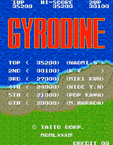 Gyrodine (Taito Corporation license) Title Screen