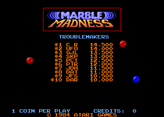 Marble Madness (set 5 - LSI Cartridge) Title Screen