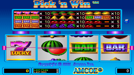 Pick 'n Win (Version 2.8T, set 1) Title Screen