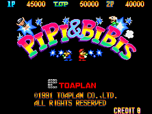 Pipi & Bibis / Whoopee!! (Z80 sound cpu, set 1) Title Screen