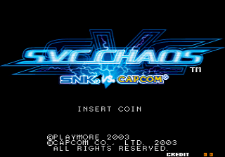 SNK vs. Capcom - SVC Chaos (JAMMA PCB, set 1) Title Screen