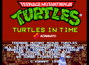 Teenage Mutant Ninja Turtles - Turtles in Time (2 Players ver UDA) Title Screen