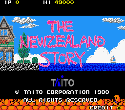 The NewZealand Story (Japan, old version) (older PCB) Title Screen