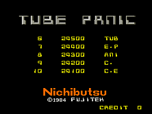 Tube Panic Title Screen