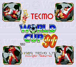 Tecmo World Cup '90 (Euro set 2) Title Screen