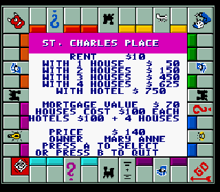 Screenshot Thumbnail / Media File 1 for Monopoly (USA) (Rev A)