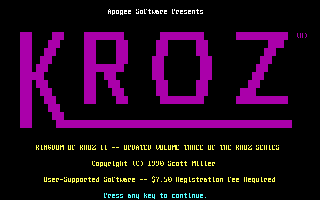 Screenshot Thumbnail / Media File 1 for Kingdom Of Kroz (1990)(Apogee Software Ltd)