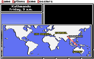 Screenshot Thumbnail / Media File 1 for Where In The World Is Carmen Sandiego Original Install (1985)(Broderbund Software Inc)