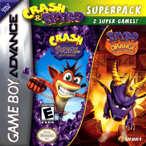 2 in 1 - Crash Bandicoot Purple - Ripto's Rampage & Spyro Orange - The Cortex Conspiracy (U)(Independent) Box Art