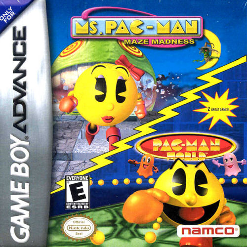 2 in 1 - Ms. Pac-Man - Maze Madness & Pac-Man World (U)(Sir VG) Box Art