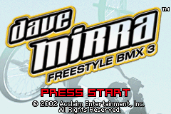 Dave Mirra Freestyle BMX 3 (U)(Menace) Title Screen