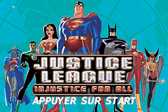 Justice League - Injustice for All (E)(Suxxors) Title Screen